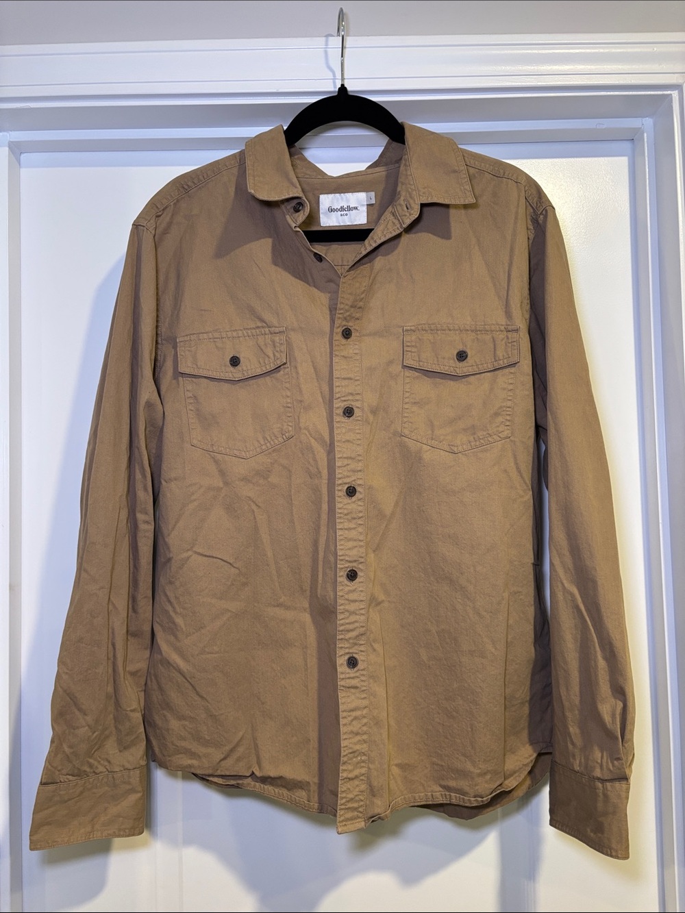 Goodfellow & Co Men's Light Brown Button-Front Shirt Jacket